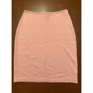 St. John black label skirt mini wool‎ blend Size 4 pink side-zip pencil